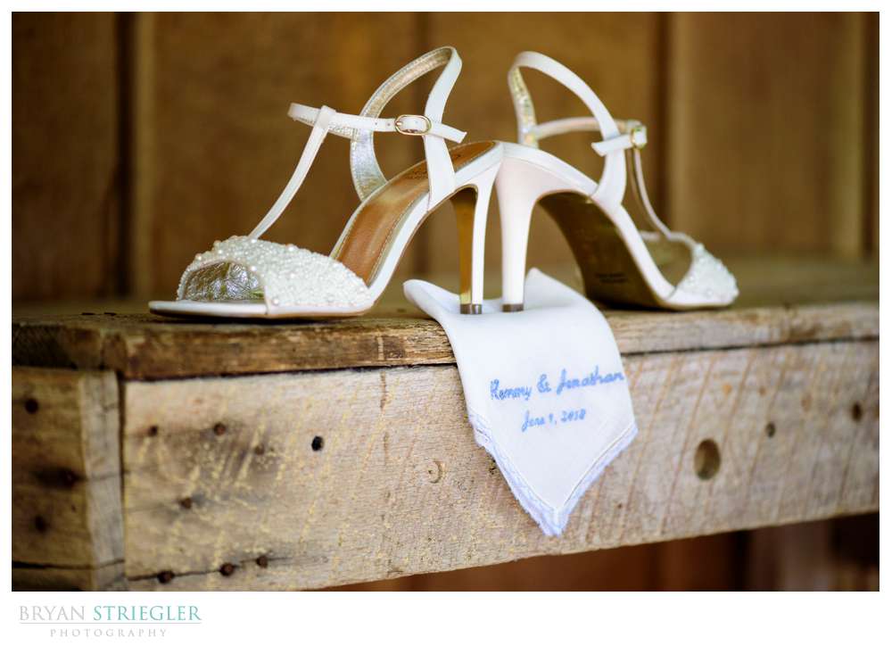wedding shoes with handkerchief