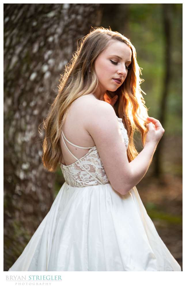 bride with backlit hair