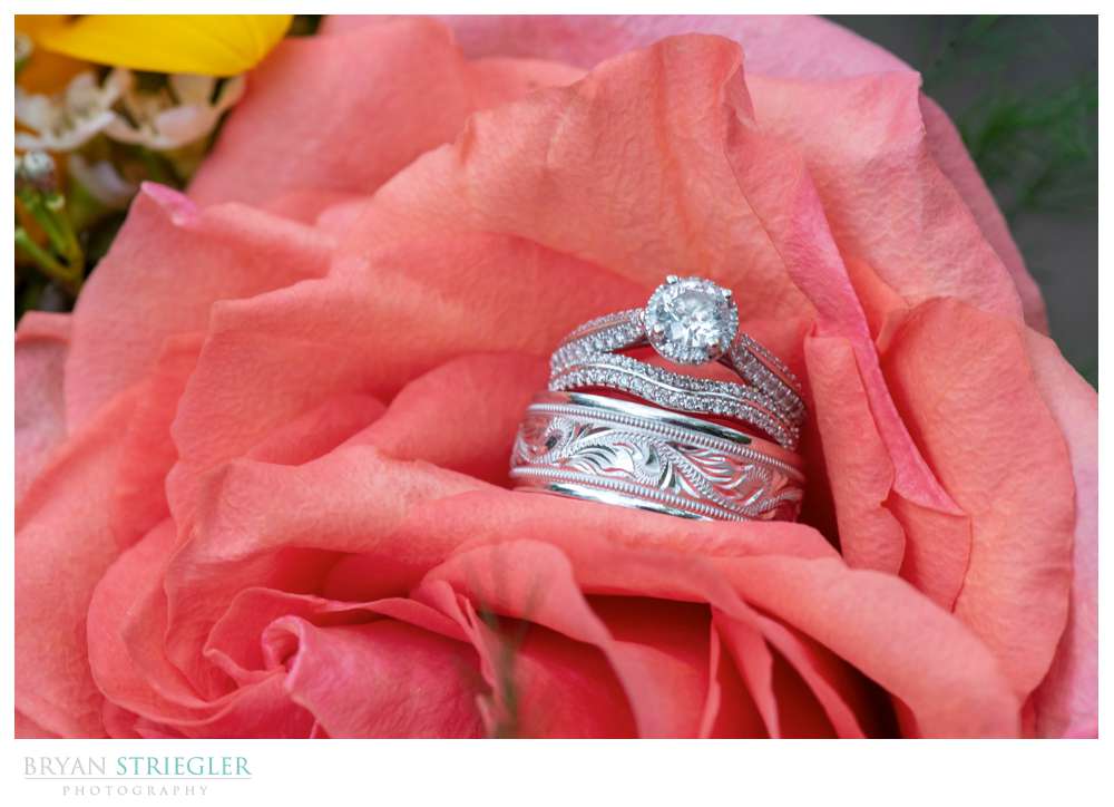 wedding rings in flowers