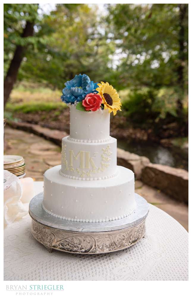 wedding cake with flowers on top