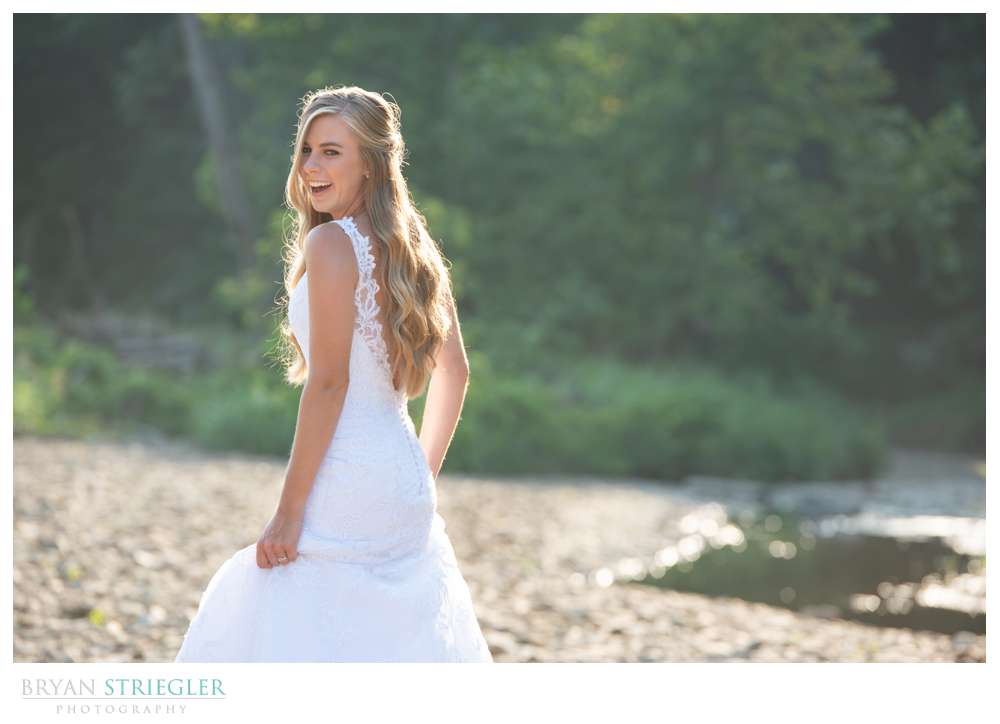 bride looking over shoulder