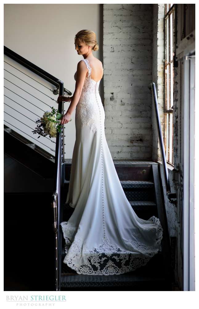 bridal portrait on stairs at brickhouse ballroom