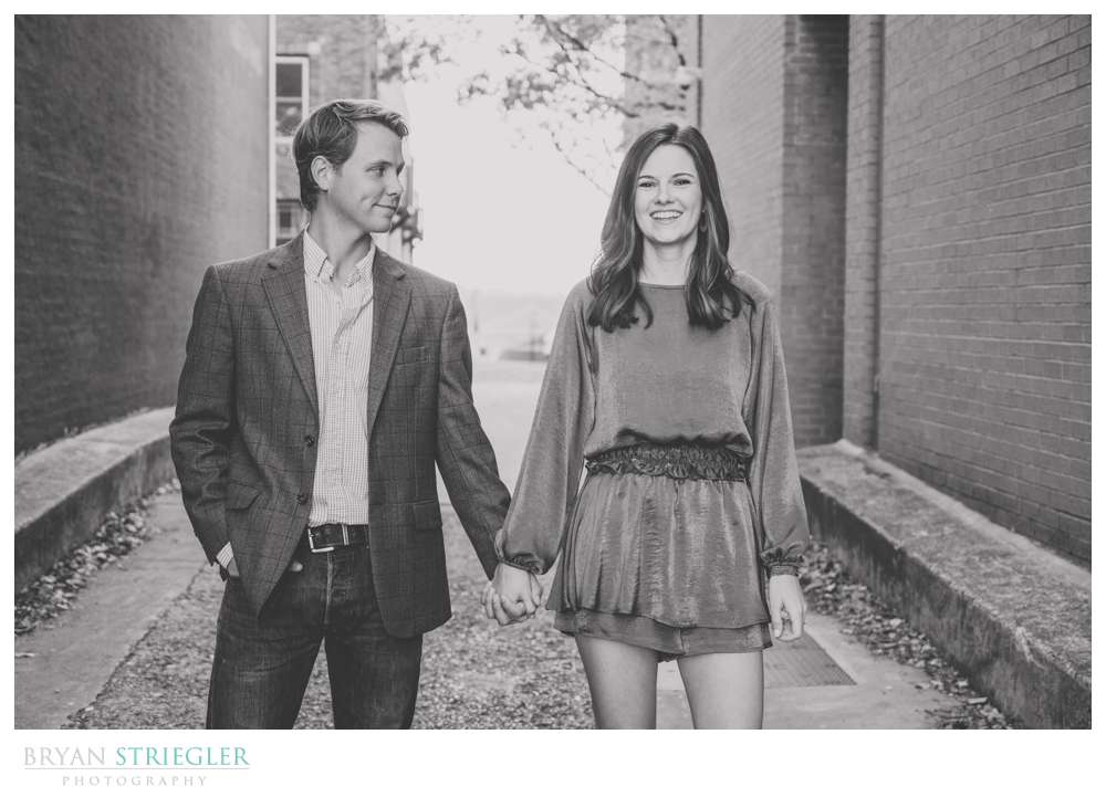standing in alley engagement photo