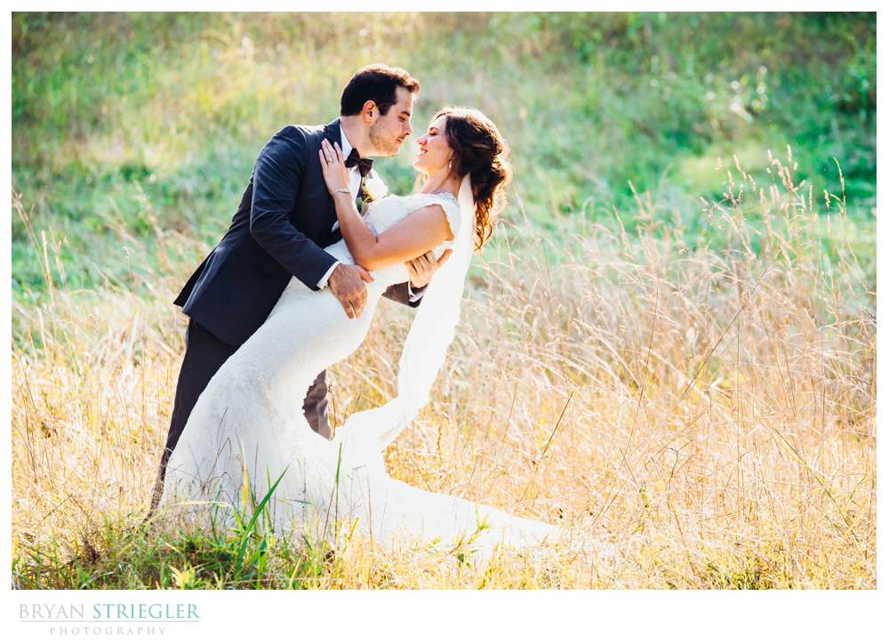 wedding photos in a field