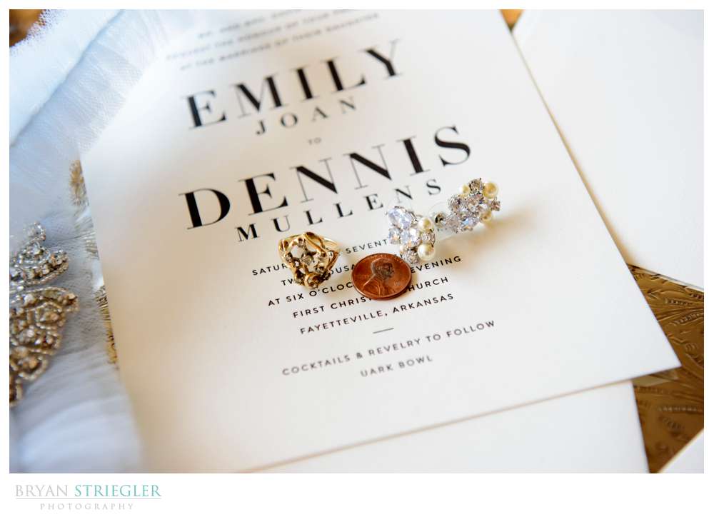 earrings on wedding announcement