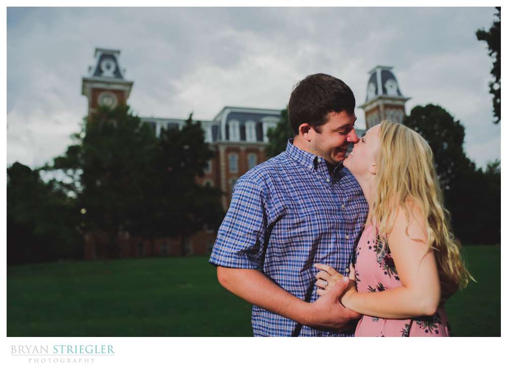 engagement photo in front of Old Main