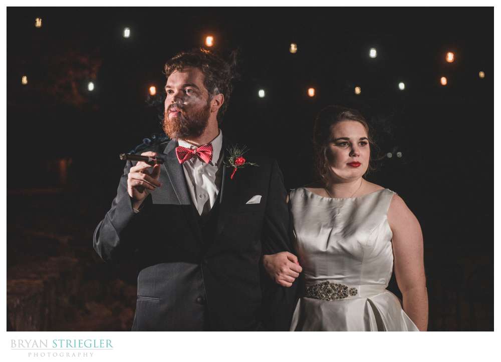 groom with cigar smoking