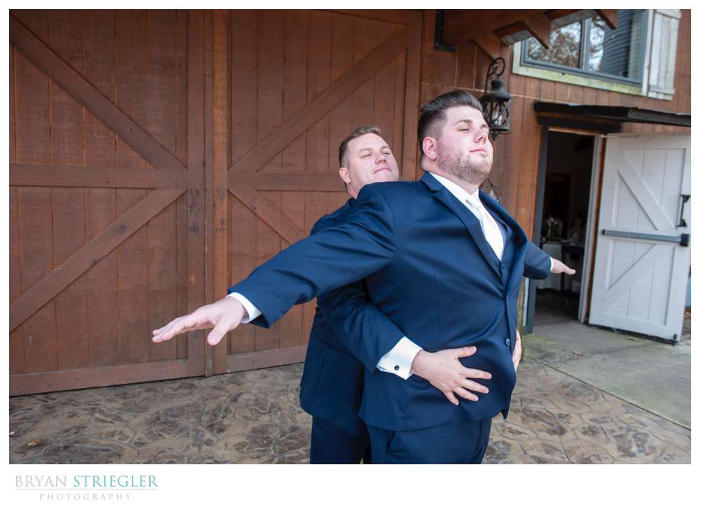 Titanic pose with groomsmen
