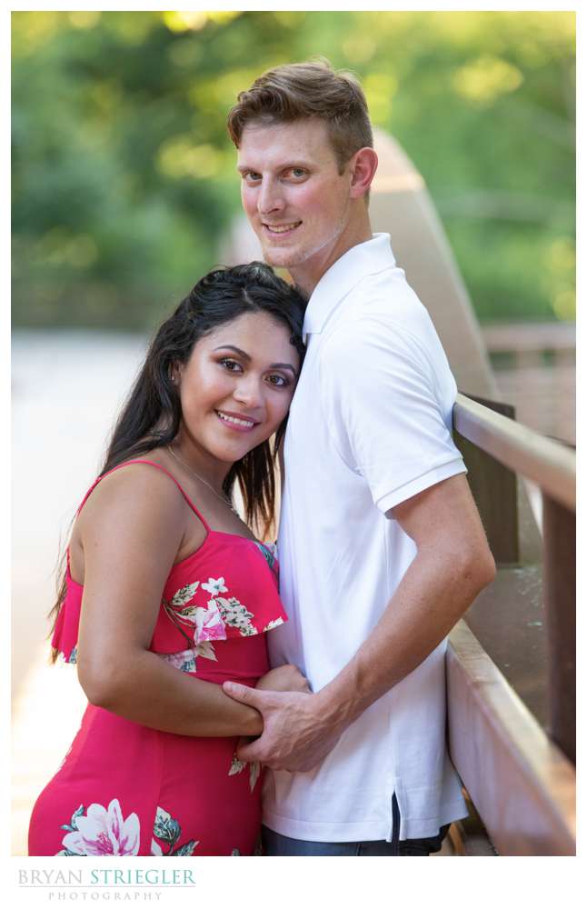 engagement photo on bridge