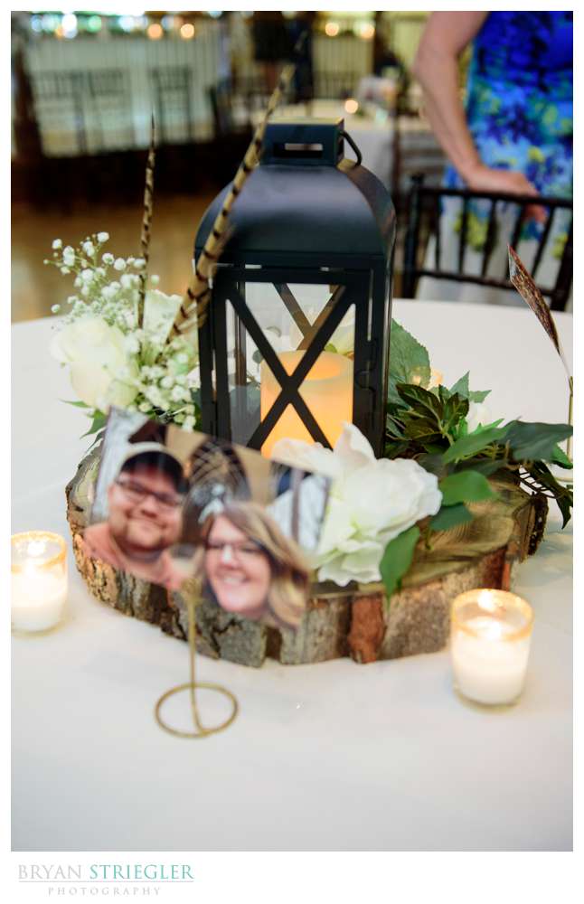 wedding center piece with photos