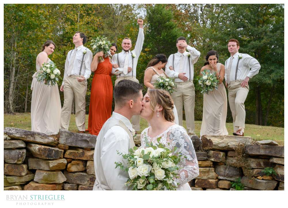 wedding party celebrating