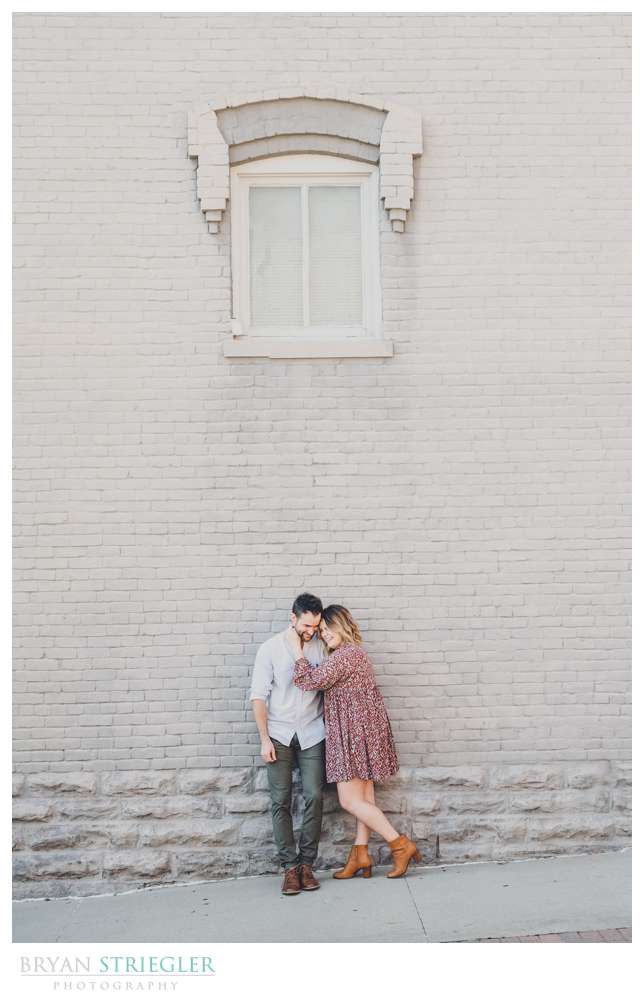 brick wall engagement photos