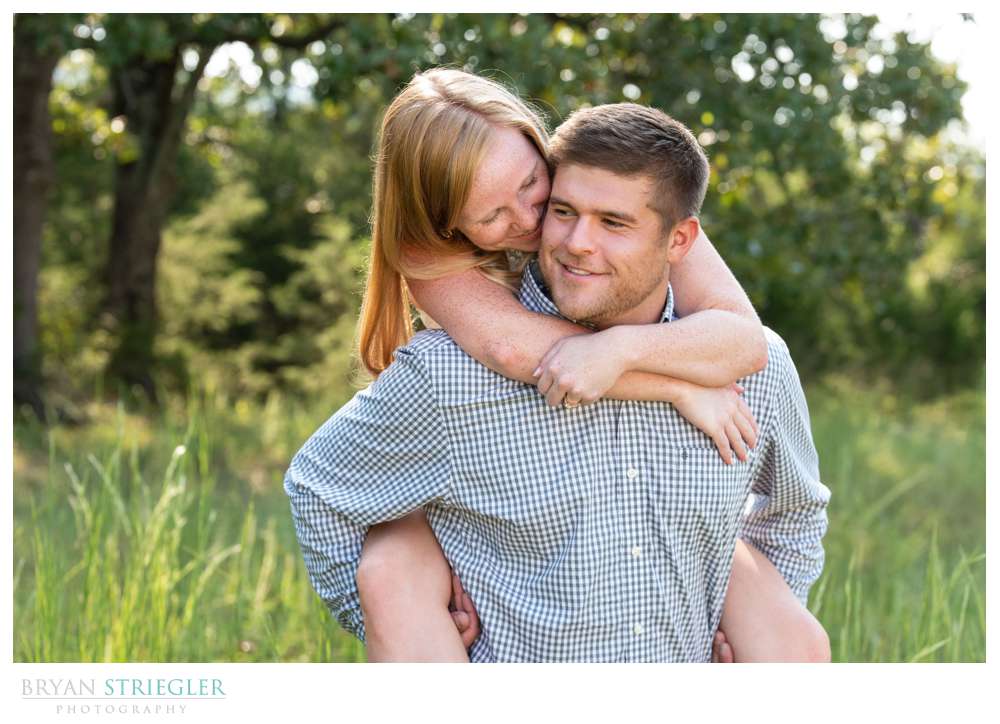 piggy back ride during engagements