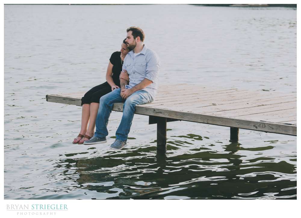 engagement photo on a dock