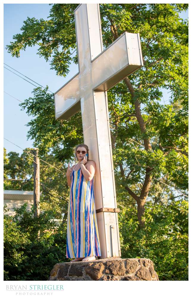 girl with cross at Mount Sequoyah