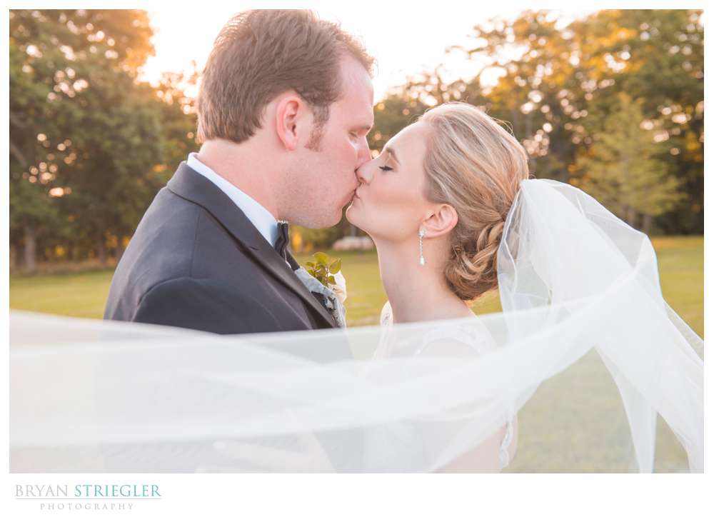bride and groom in veil