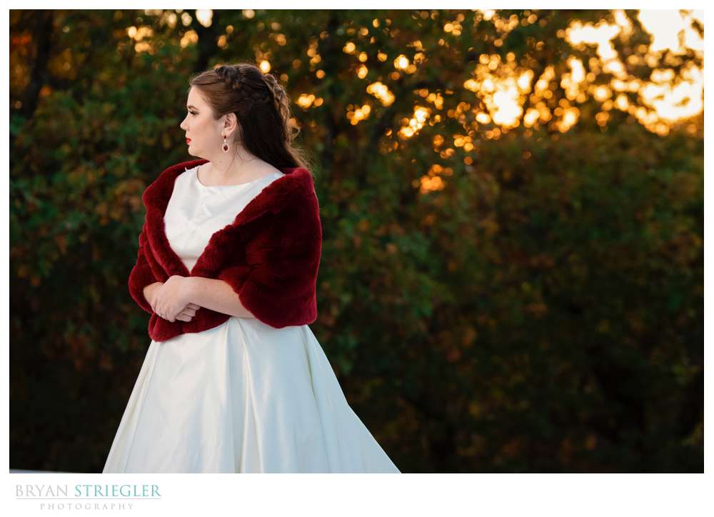 bridal session with setting sun