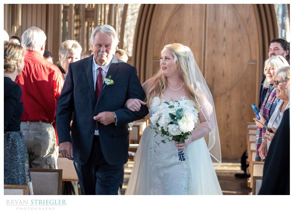 walking down the aisle at Mildred B. Cooper