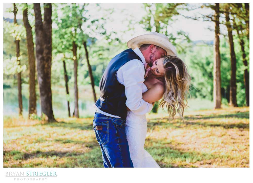 passionate groom with bride