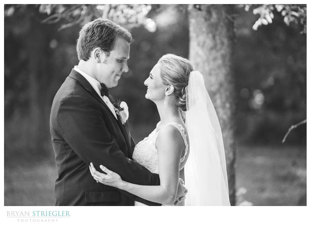 bride and groom portrait in black and white