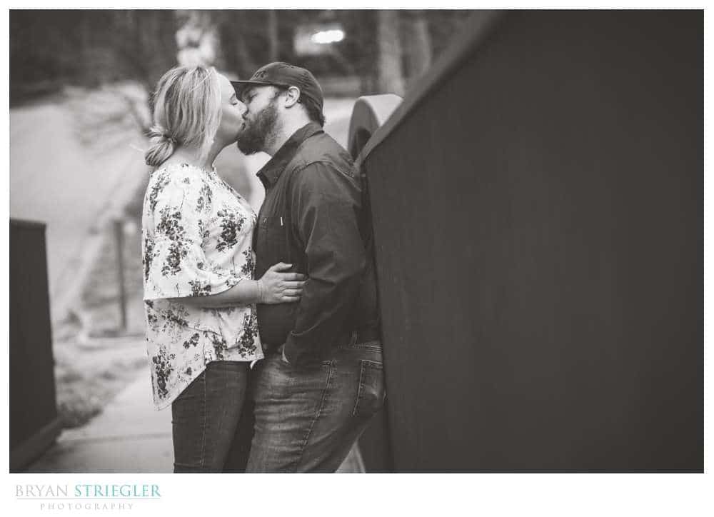 engagement photo on bridge