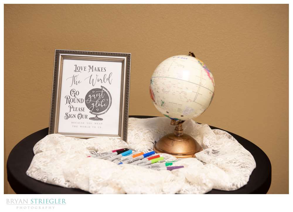 Globe guest book at wedding