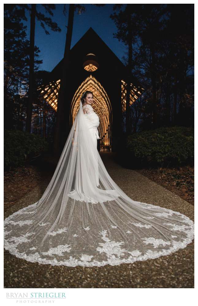 wedding dress with flowing vail