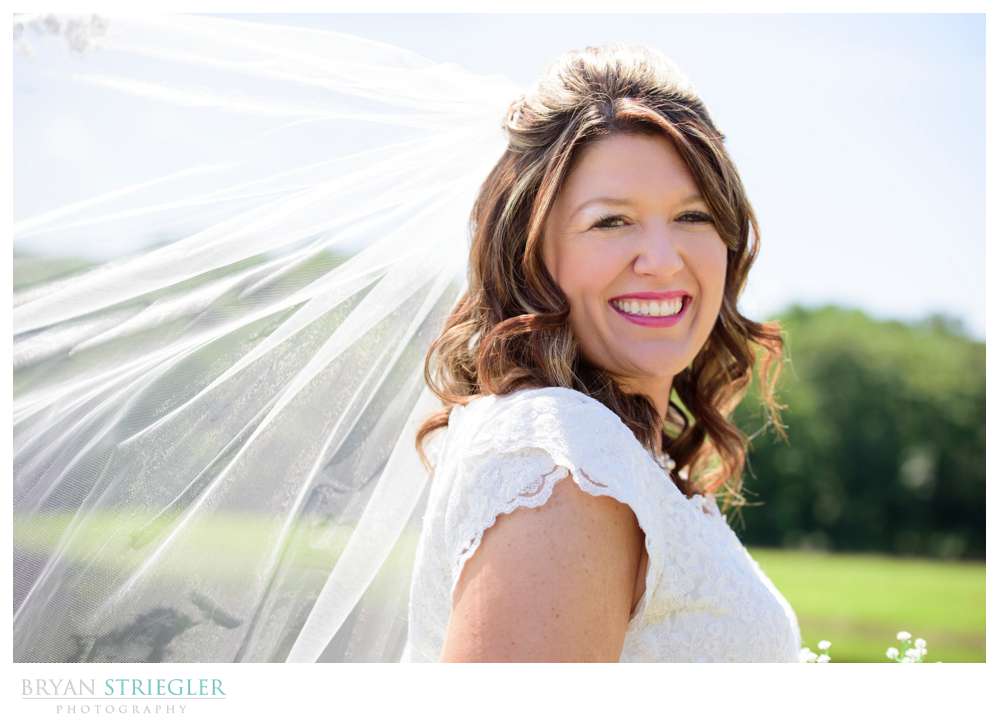 bride with wind blowing vail