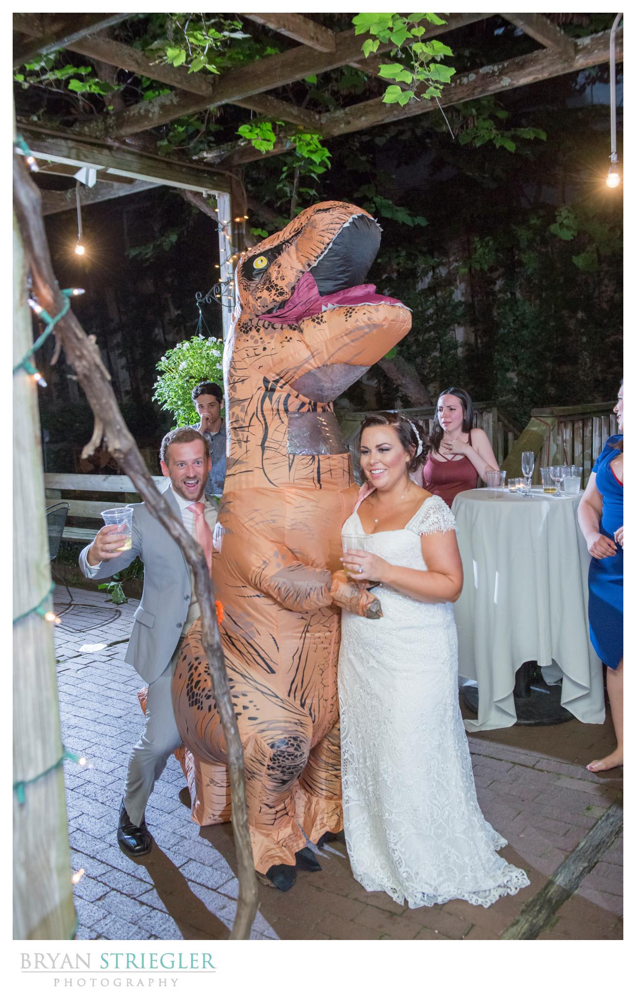 dancing with a dinosaur