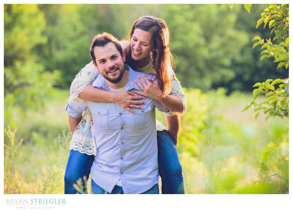 piggy back ride during engagement session