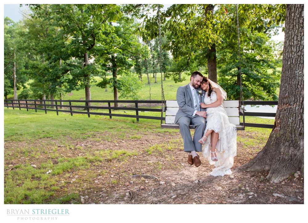 wedding couple on swing