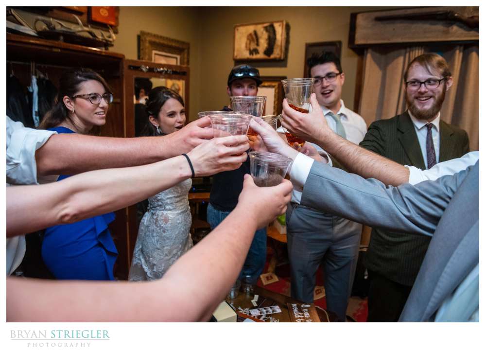 doing shots at wedding