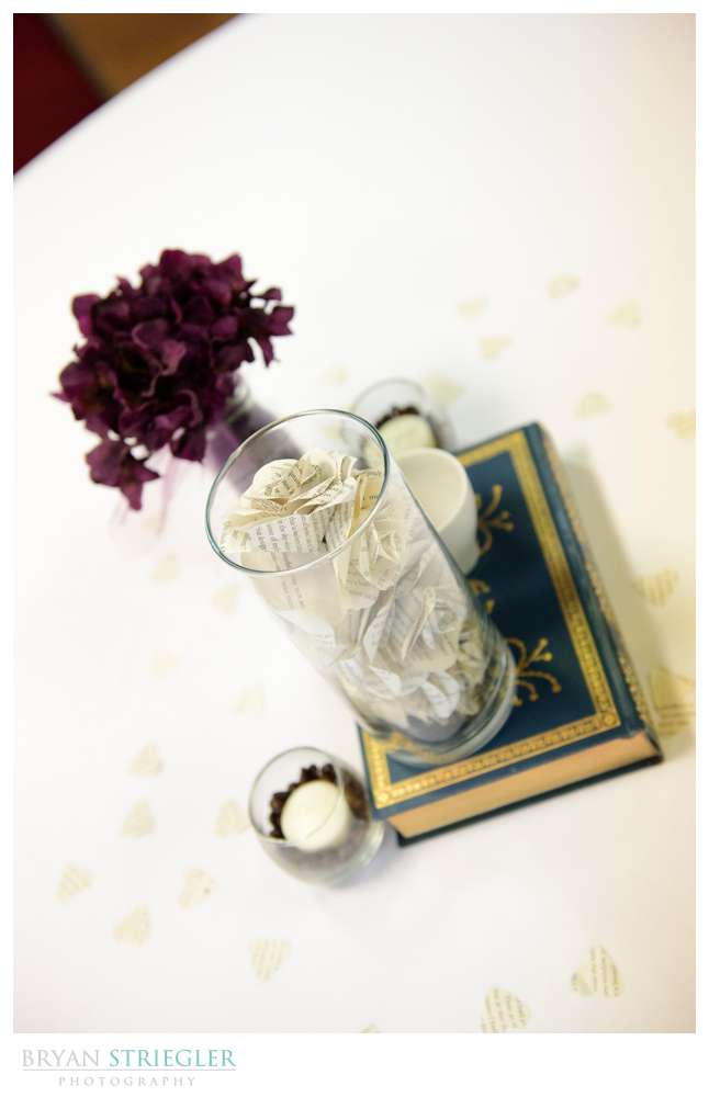 wedding center piece with classic book