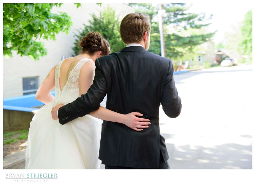 couple leaving wedding