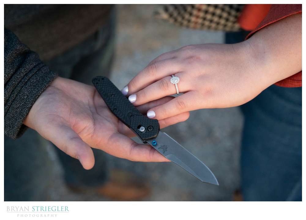 engagement ring and knife