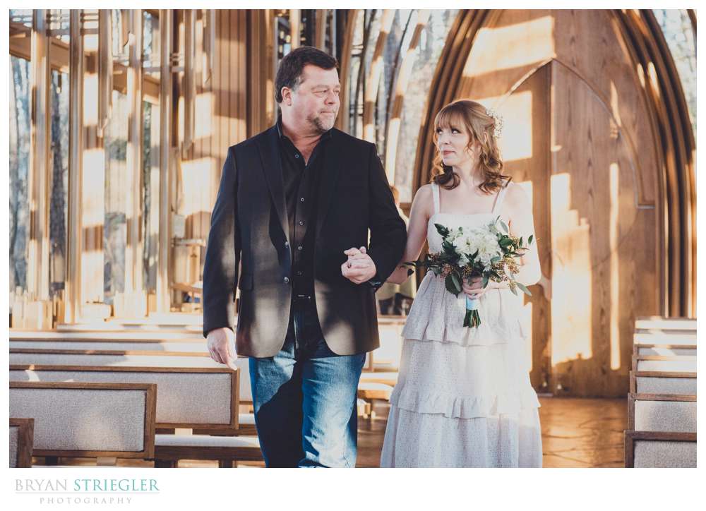 father and bride walking down the aisle at Mildred B. Cooper