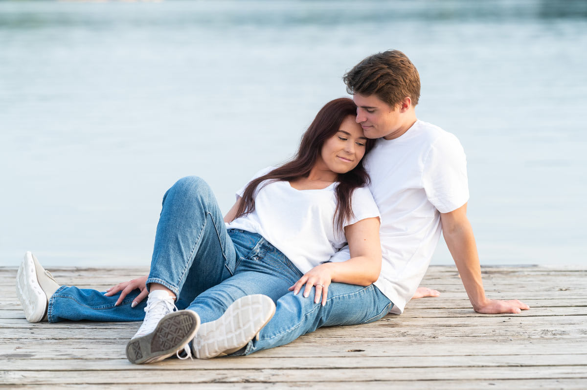 engagement photos on dock