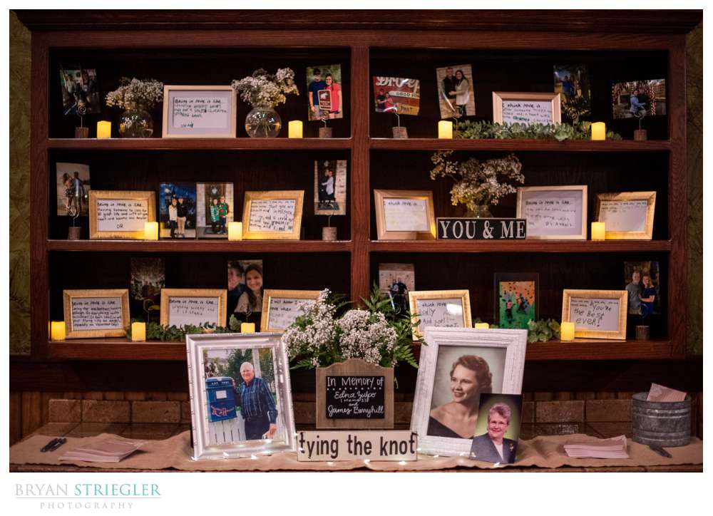 family wall at wedding