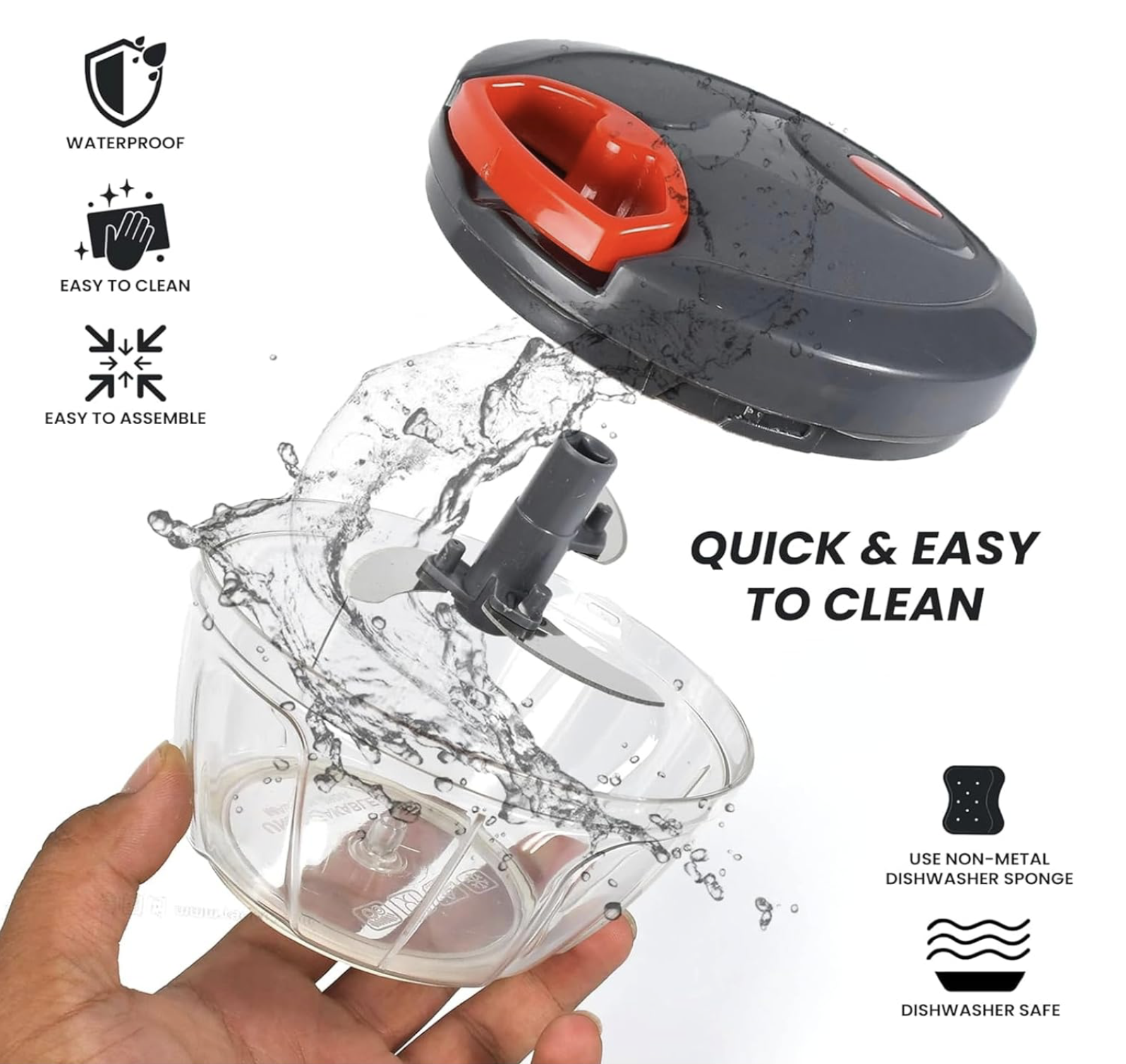 HORTUSCLEAR Chopper for Kitchen Use – Plastic| Vegetable Hand-Pull Food Chopper with 3 Stainless Steel Blades | Compact, Durable & BPA-Free | Manual Kitchen Tool for Chopping(420 ml) thumbnail 2