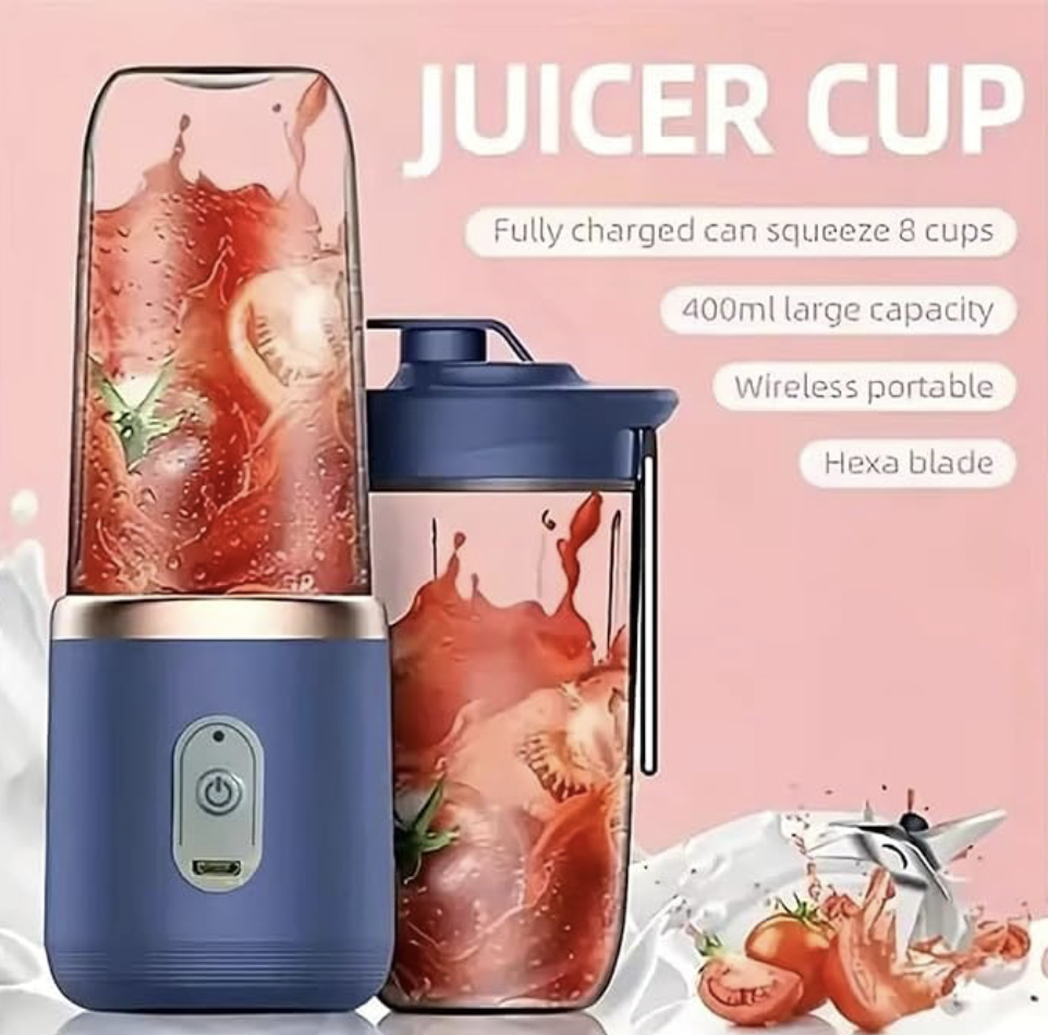HORTUSCLEAR Portable Electric Juicer Cup Blender, 400 ml Capacity, USB Rechargeable Base with Detachable Cups thumbnail 2