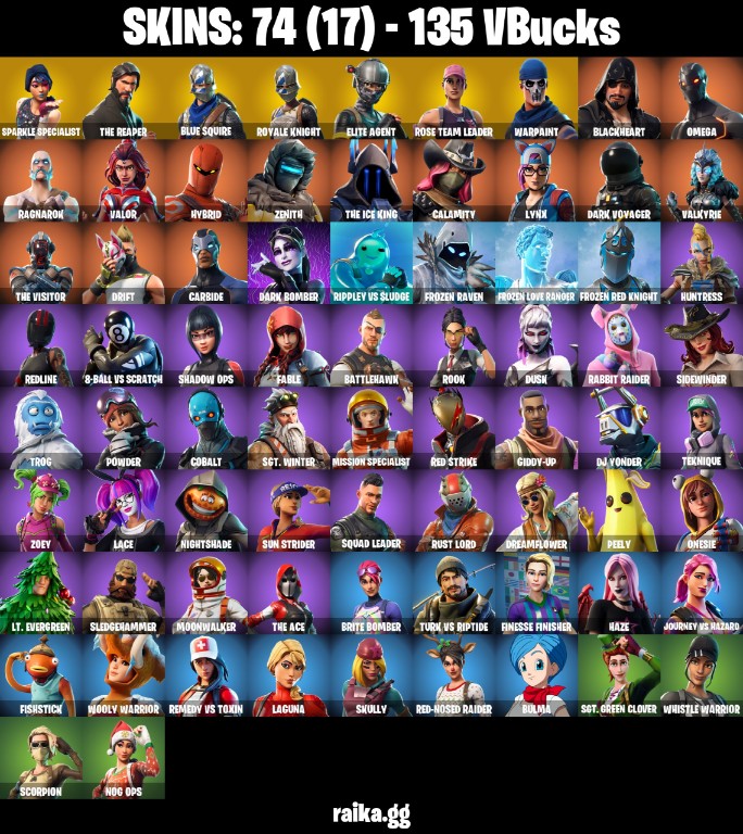 Fortnite Account ( PLAYSTATION / XBOX / PC / MOBILE / NINTENDO ) (SPARKLE SPECIALIST, FLOSS, THE REAPER, BLUE SQUIRE, OG STW, AC/DC) (74 Skins)