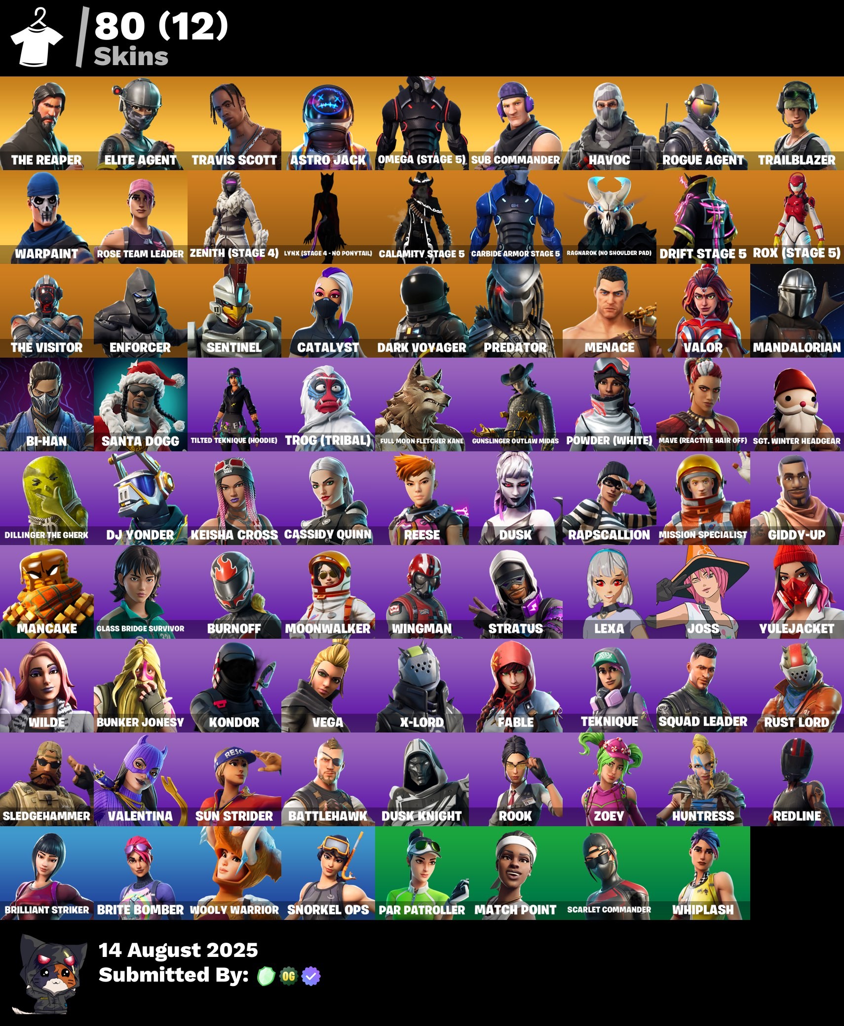 Fortnite Account ( PLAYSTATION / XBOX / PC / MOBILE / NINTENDO ) TRAVIS SCOTT, ASTRO JACK, TAKE THE L, THE REAPER, ELITE AGENT, HAVOC, SUB COMMANDER, ROGUE AGENT (80 Skins)