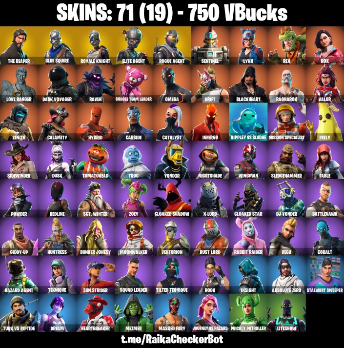 Fortnite Account ( PLAYSTATION / XBOX / PC / MOBILE / NINTENDO ) THE REAPER, TAKE THE L, BLUE SQUIRE, ROYALE KNIGHT, ROGUE AGENT (71 Skins)