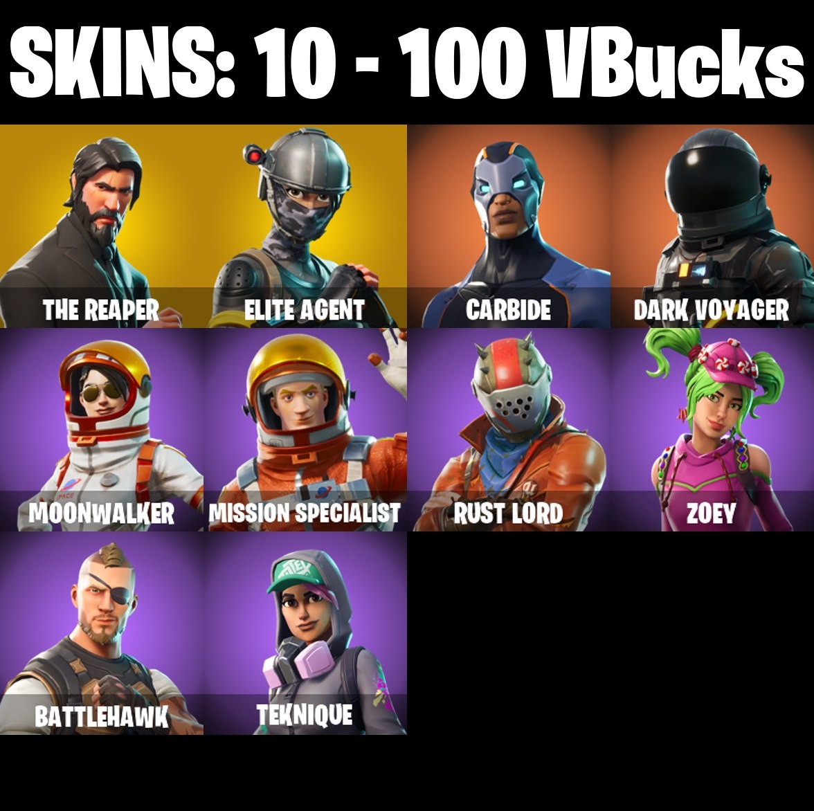 Fortnite Account ( PLAYSTATION / XBOX / PC / MOBILE / NINTENDO ) THE REAPER, TAKE THE L, ELITE AGENT (10 Skins)