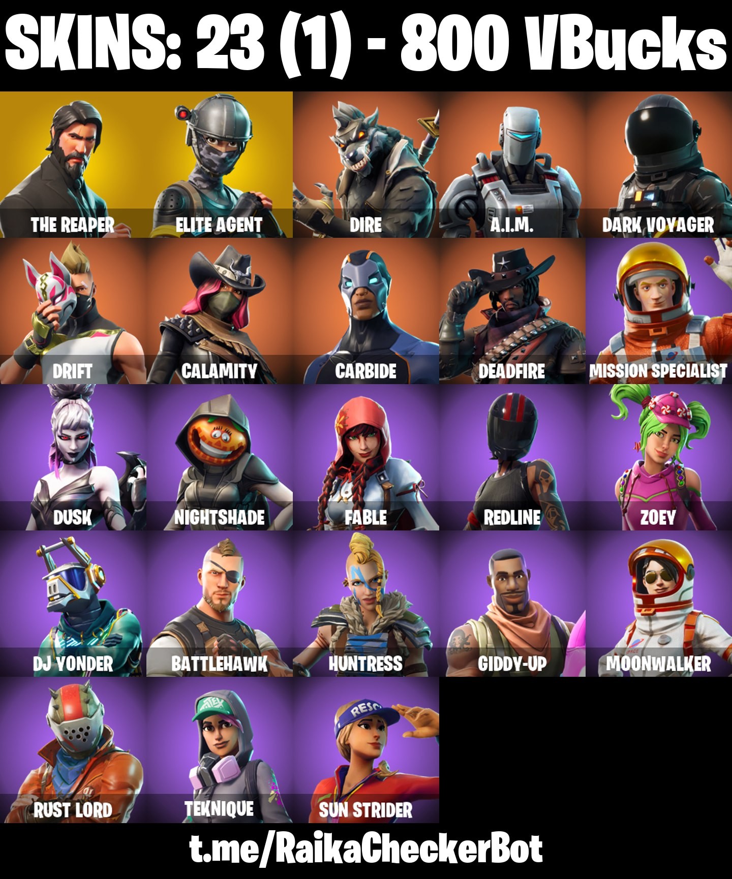 Fortnite Account ( PLAYSTATION / XBOX / PC / MOBILE / NINTENDO ) THE REAPER, TAKE THE L, DIRE, DRIFT, DEADFIRE (23 Skins)