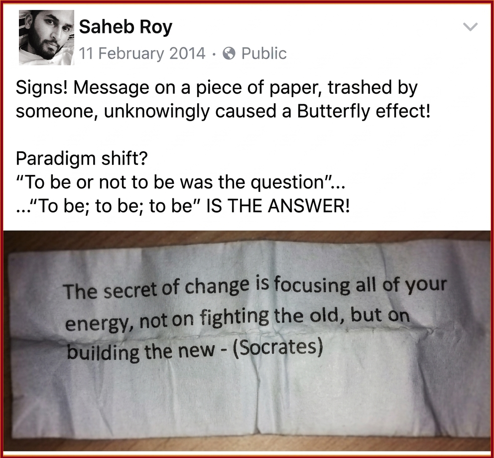 Facebook post — 11 February 2014 — the crushed piece of paper that changed everything