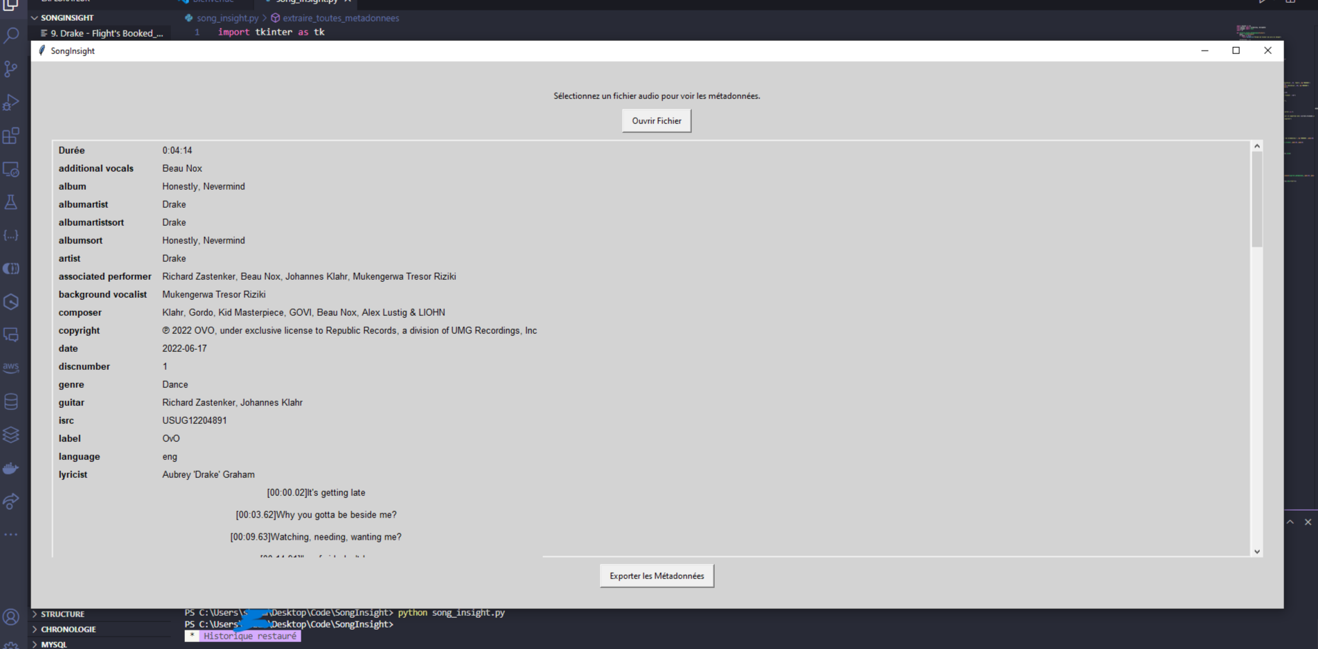 SongInsight Python - main program