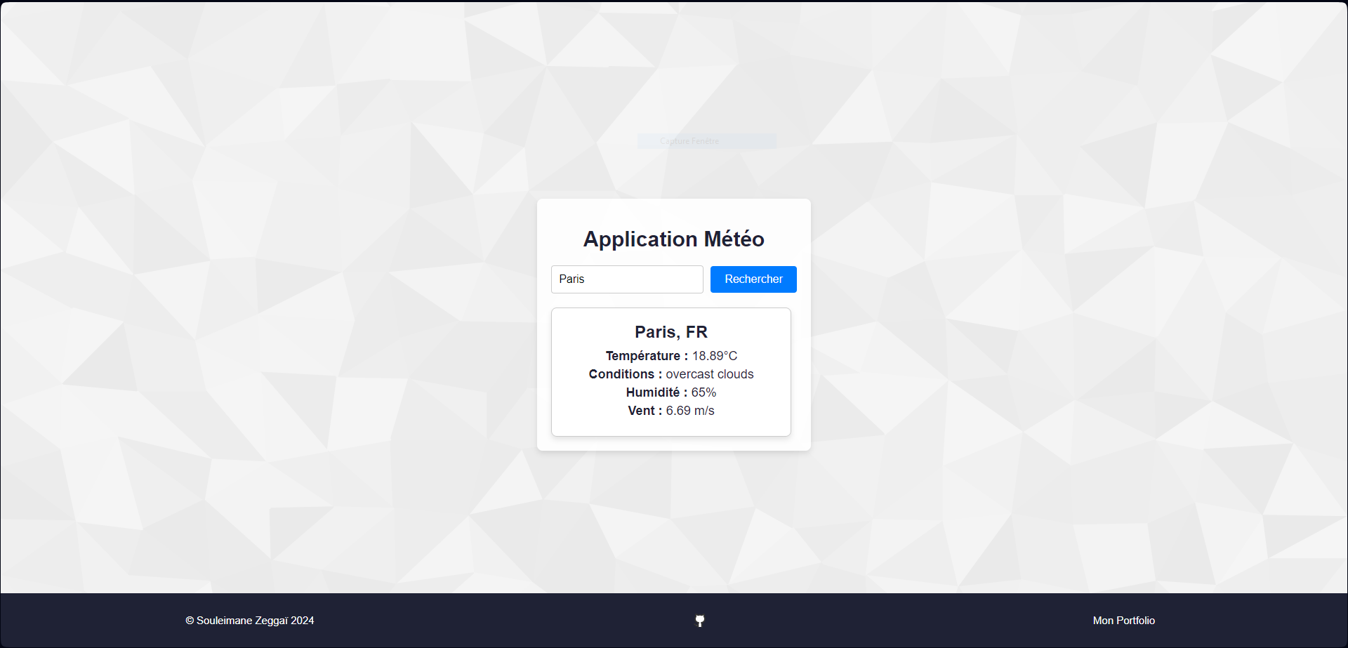 Weather Today - main page, weather shown
