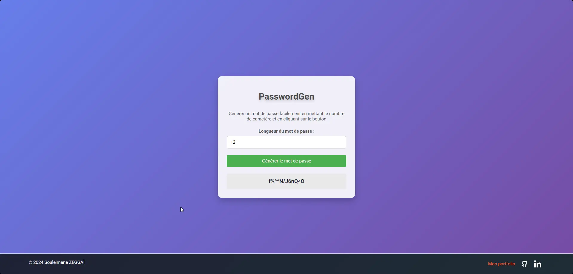 PasswordGen.py - main page, passwordgen