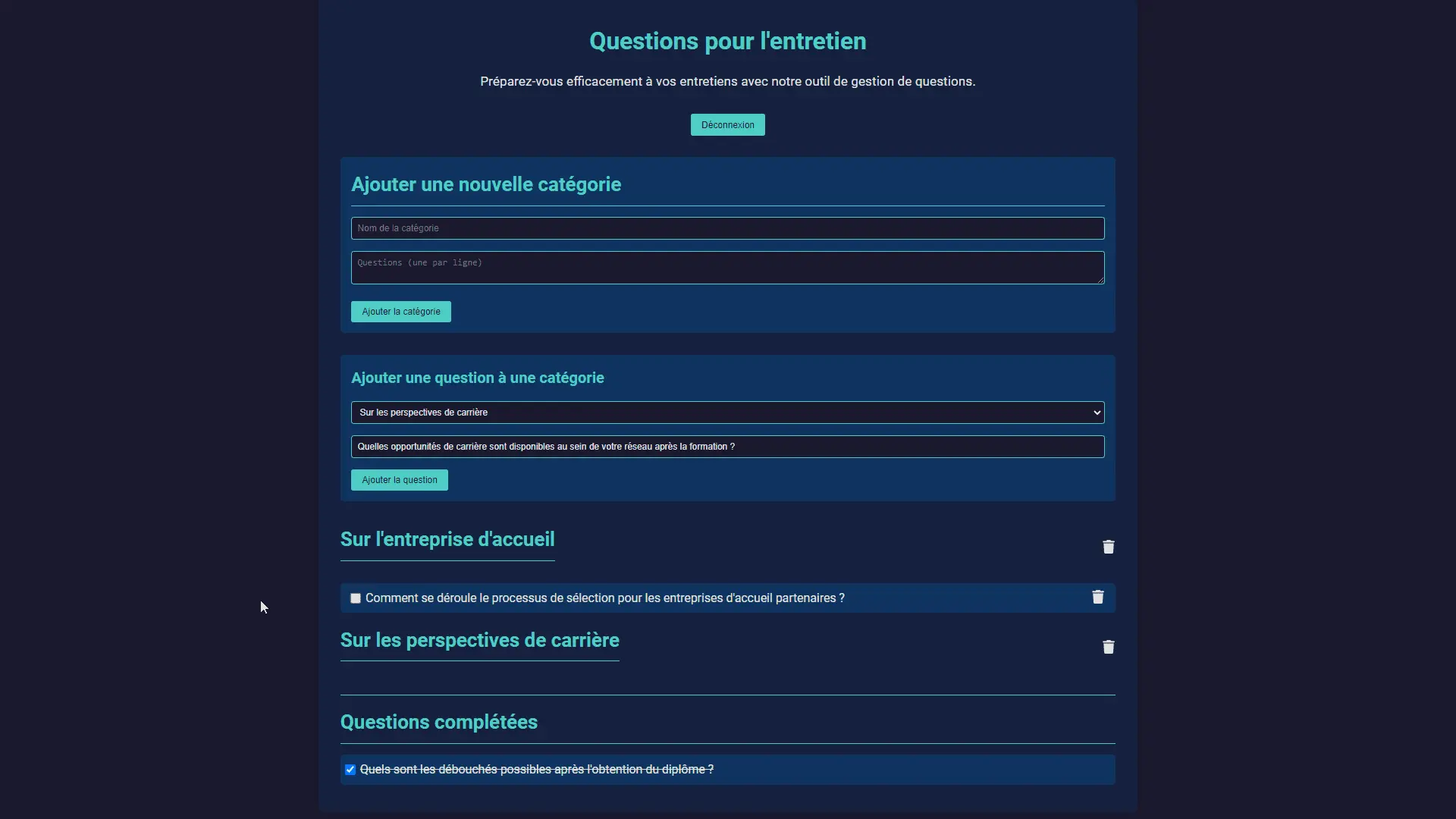 Prep-Quest - Page principale